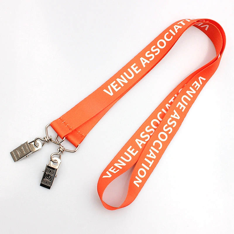 Wholesale Customized Polyester Double Clip Lanyard Free Sample