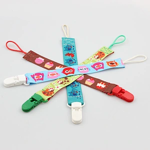 2019 eco-friendly cotton fabric baby boy pacifier holder clip