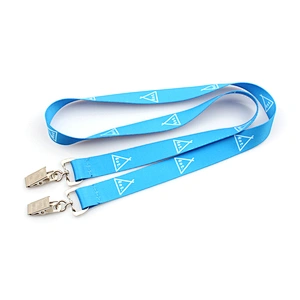 Polyester custom printed lanyard with double clips