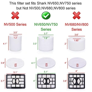 Shark NV752 NV750 NV750W NV751 NV650 NV650W NV651 NV652 Handheld Vacuum Cleaner Replacement Foam&Hepa Filters