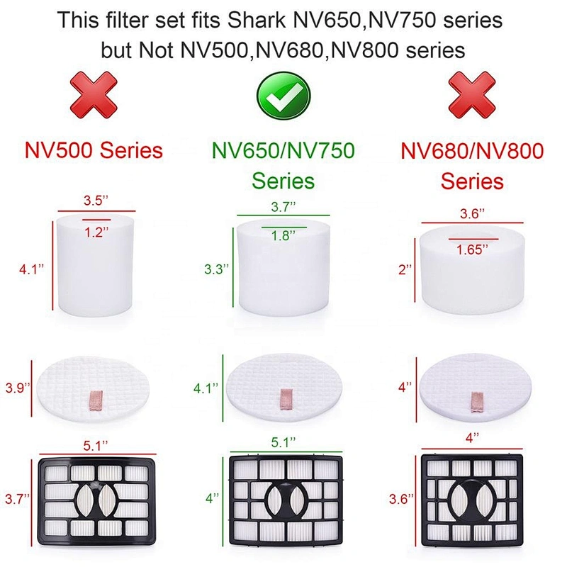 Shark NV752 NV750 NV750W NV751 NV650 NV650W NV651 NV652 Handheld Vacuum Cleaner Replacement Foam&Hepa Filters