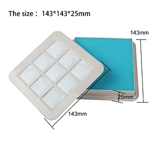 Hot sale high quality 143*143*25mm black washable air filter material for parts Vacuum Cleaner hepa filter FC5225 FC5822 etc.