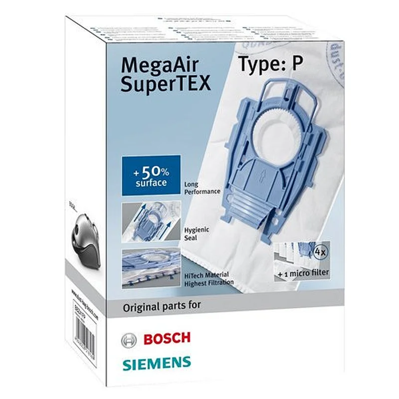 Bosch/Siemens TYPE P MegaAir SuperTex Vacuum Cleaner DUST BAGS,Part number 468264