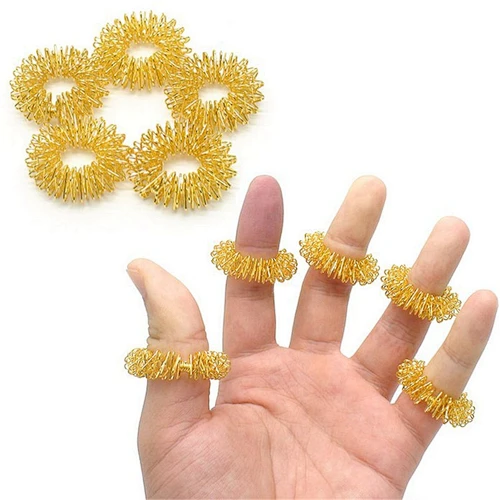 Gold Silver Color Options Finger Relax Acuppoint Stimulate Finger Acupressure Massage Ring