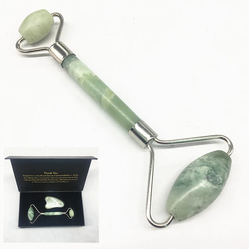 Natural Jade Gua Sha Scraping and Facial Roller Jade Stone Massage Set