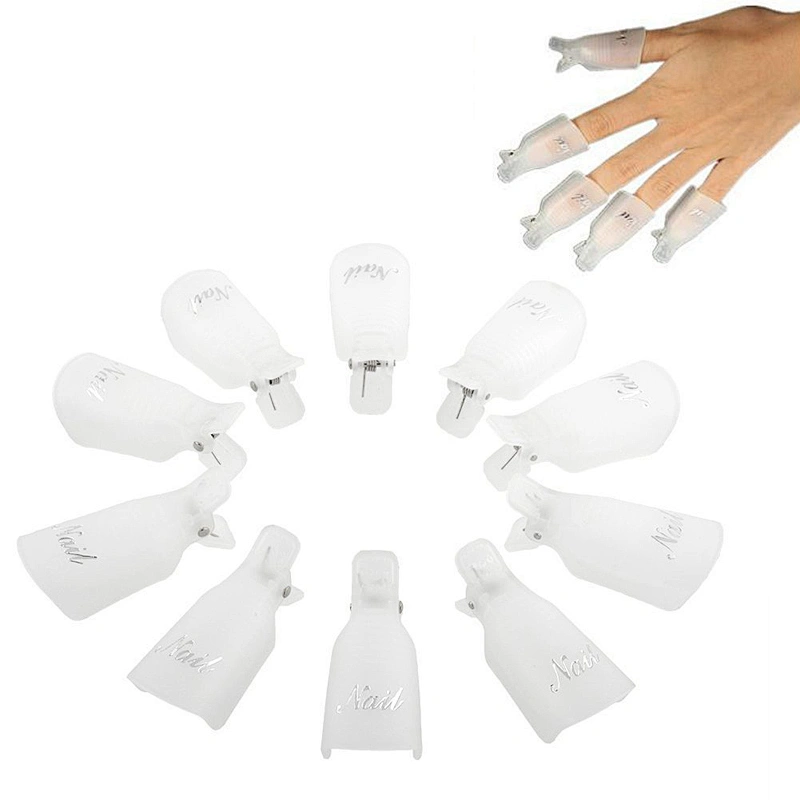 Bulk 10Pcs Reusable nail art Plastic Acrylic Soak Off Clip UV Gel Polish Remover Keeper Wrap cap tools