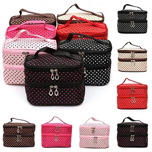 Hot Selling  portable Polka dot travel cosmetic bag for  ladies