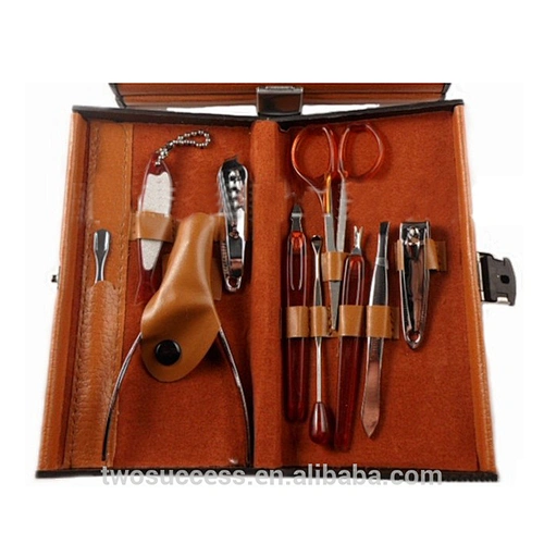2017 Newest Leather 10 in 1 Nail Art kits Nail Clippers Pedicure Tools Kits 10pcs Stainless Steel Manicure Set
