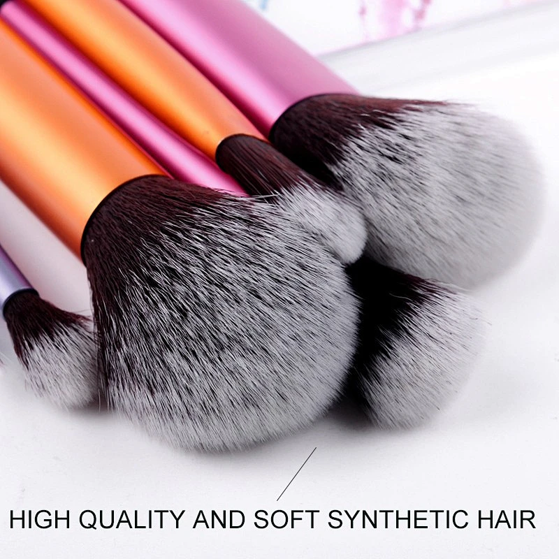Ebay Hot Selling 6PCS Comfortable Soft Aluminum Tube ABS Handle Glitter Makeup Brush Set  Professional