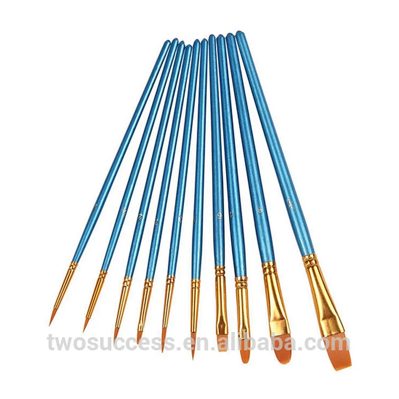10pcs per set nylon hair nail round oil artist paint brush pen for art painting