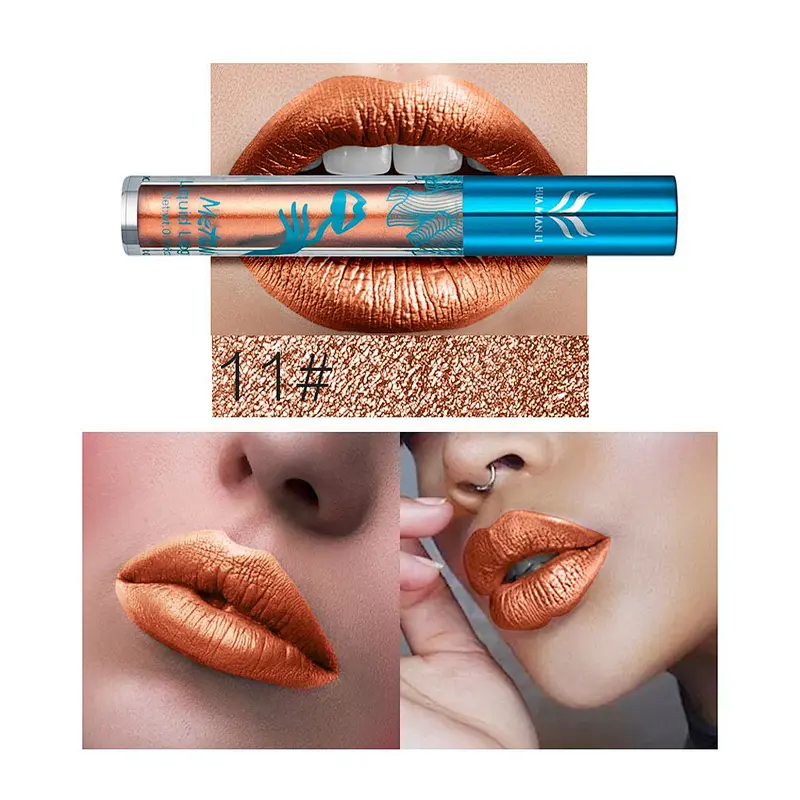 12pcs color high quality metallic lip gloss Waterproof non-stick cup lipstick