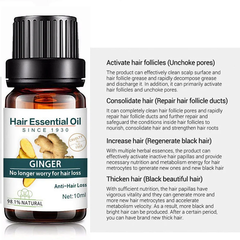 Amazon Hotselling OEM 10ml Ginger Hair Growth Esseential Oil