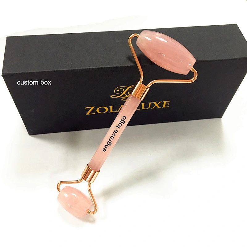 hot selling natural pink facial beauty rose quartz roller, handheld jade natural rose quartz roller for face reducing winkles