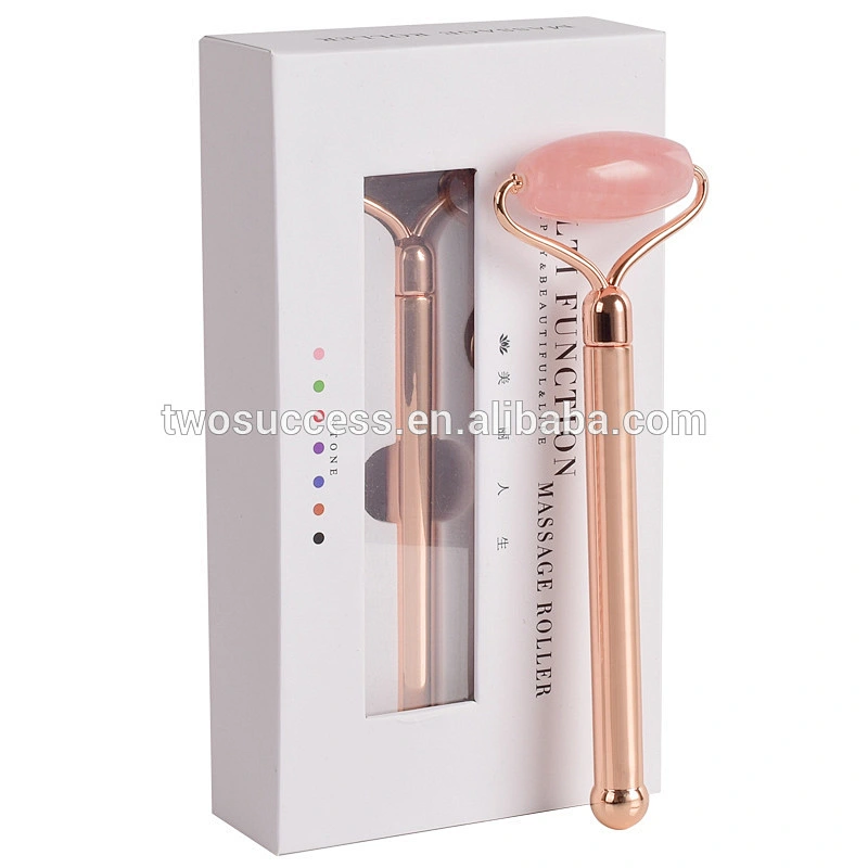 Mini Electric Battery Powered Metal Handle Quartz Jade Roller Facial Massager Stick