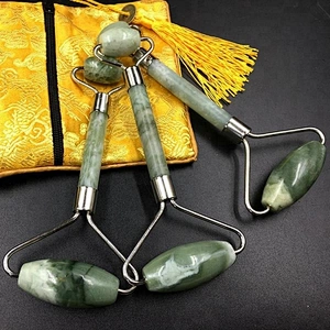 Amazon hot sale Sliver Welded Massager Royal Jade Roller ,Facial Face jade roller with box