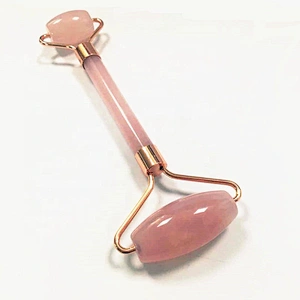 hot selling natural pink facial beauty rose quartz roller, handheld jade natural rose quartz roller for face reducing winkles