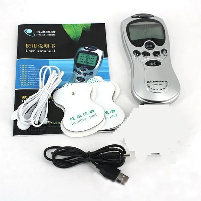 Blue Black LCD Display Digital Therapy 2 Channels Mini Smart Electronic Pulse Massager
