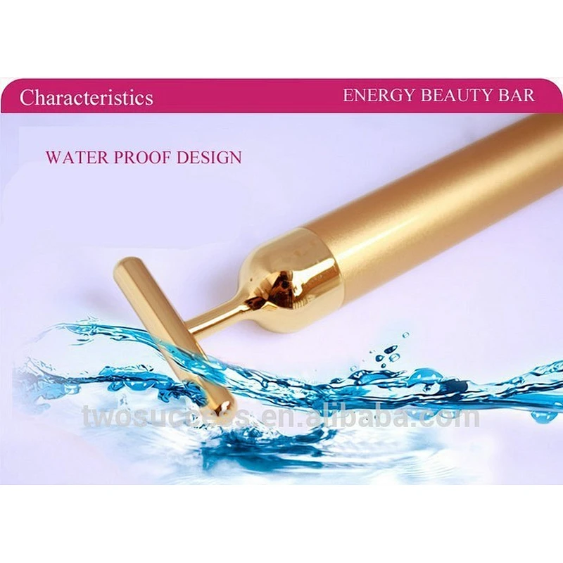 Electric With Battery 24K Pure Gold Vibration Energy Beauty Bar Facial Massager Roller