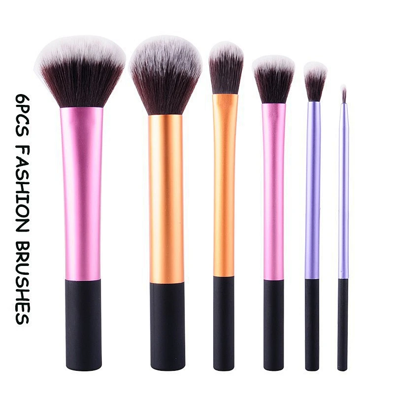 Ebay Hot Selling 6PCS Comfortable Soft Aluminum Tube ABS Handle Glitter Makeup Brush Set  Professional