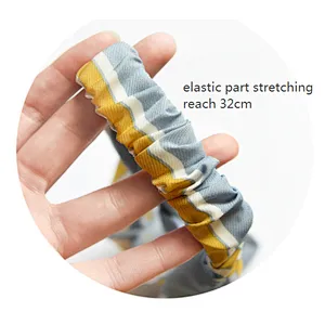 Wholesale 32 Pattern Fashion Handmade Fabric Elastic Plaid Baby Girls Tie Headbands