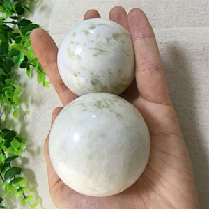 Xiuyu Jade Green Health Gift Natural Stone Massage Ball Meditation Exercise Stress Relief Handball Fitness Ball