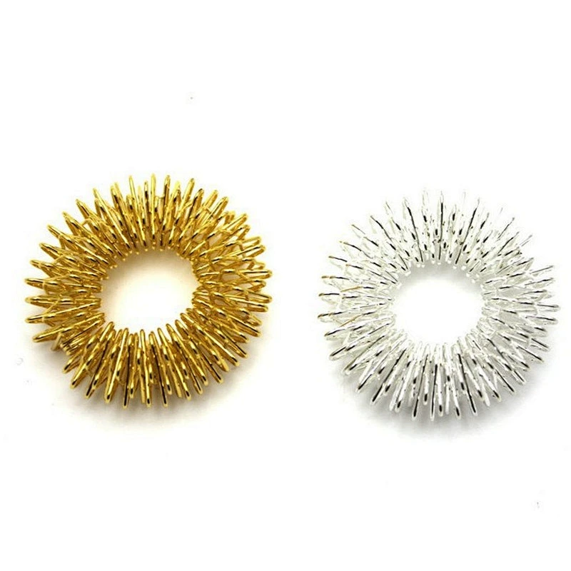 Gold Silver Color Options Finger Relax Acuppoint Stimulate Finger Acupressure Massage Ring