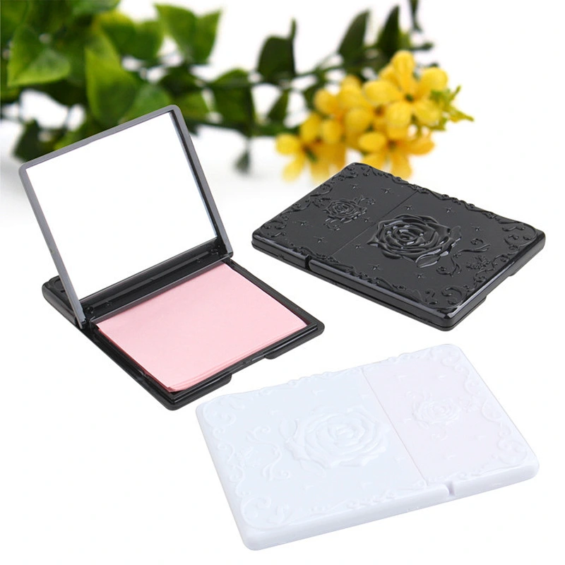 Woman facial makeup clean blotting paper portable oil absorbing sheets with mirror