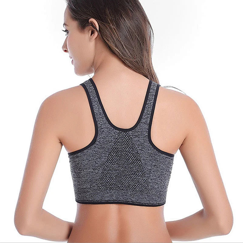 Highly shockproof No Rims Sports Front Zipper Bra With Wide Shoulder Straps Sport Bra Women Yoga