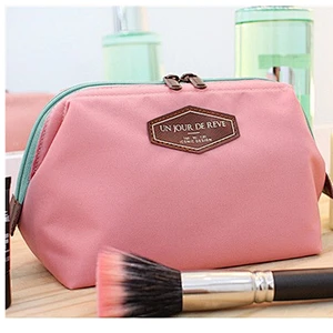 Wholesale OEM portable private label cotton canvas with zipper makeup travel pouch cosmetic bag
