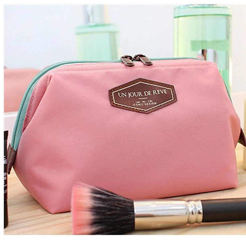 Wholesale OEM portable private label cotton canvas with zipper makeup travel pouch cosmetic bag