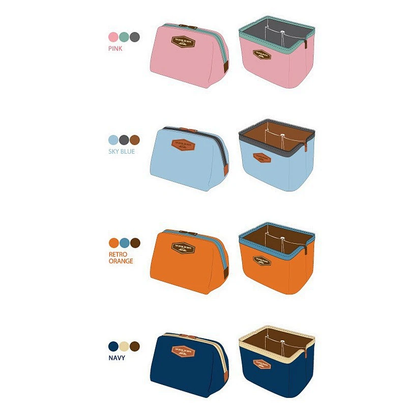 Wholesale OEM portable private label cotton canvas with zipper makeup travel pouch cosmetic bag