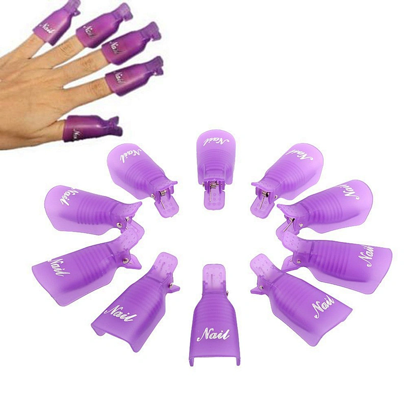 Bulk 10Pcs Reusable nail art Plastic Acrylic Soak Off Clip UV Gel Polish Remover Keeper Wrap cap tools