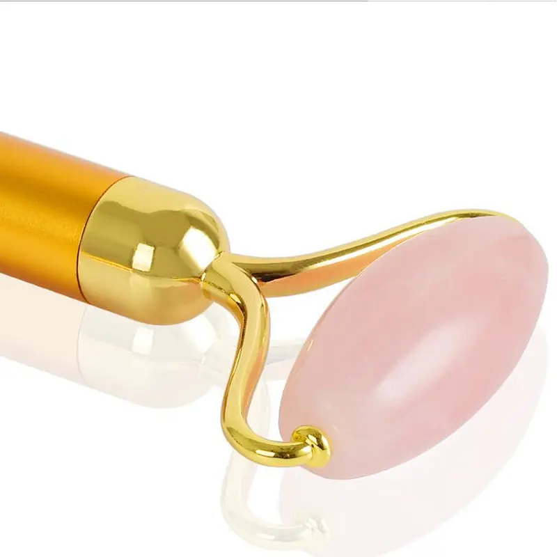 Mini Electric Battery Powered Metal Handle Quartz Jade Roller Facial Massager Stick