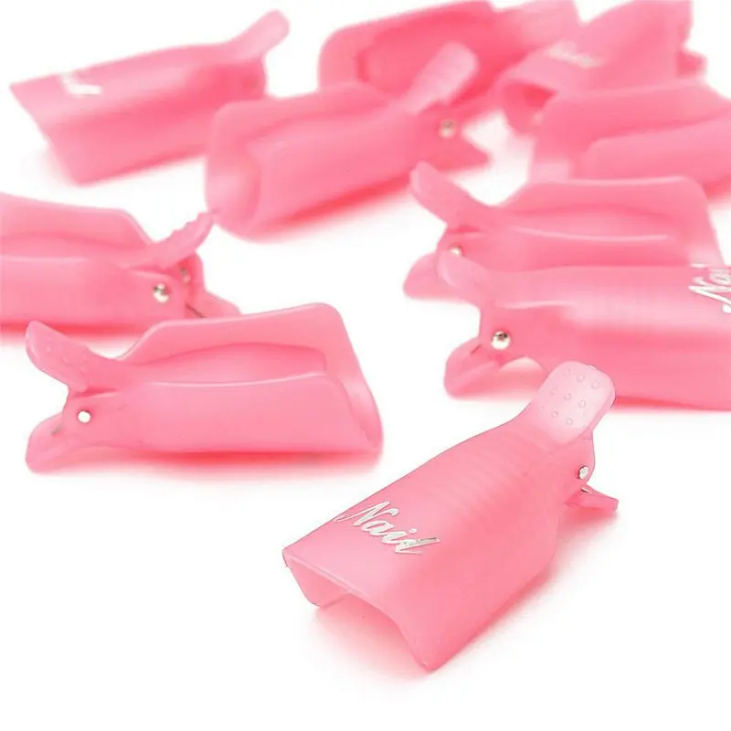 Bulk 10Pcs Reusable nail art Plastic Acrylic Soak Off Clip UV Gel Polish Remover Keeper Wrap cap tools