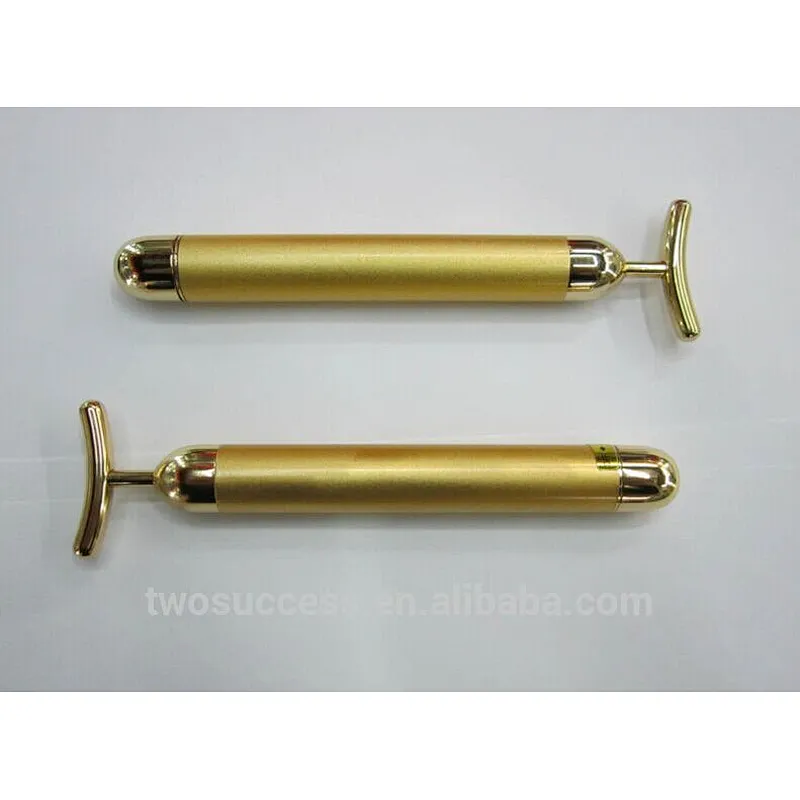 Electric With Battery 24K Pure Gold Vibration Energy Beauty Bar Facial Massager Roller