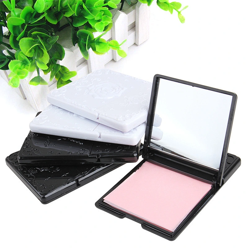 Woman facial makeup clean blotting paper portable oil absorbing sheets with mirror