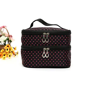 Hot Selling  portable Polka dot travel cosmetic bag for  ladies