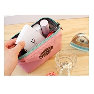 Wholesale OEM portable private label cotton canvas with zipper makeup travel pouch cosmetic bag