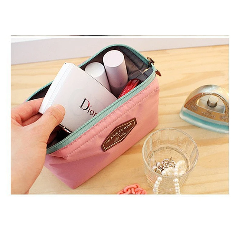 Wholesale OEM portable private label cotton canvas with zipper makeup travel pouch cosmetic bag