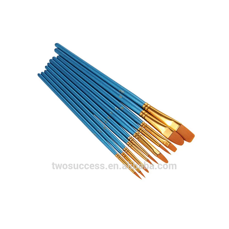 10pcs per set nylon hair nail round oil artist paint brush pen for art painting