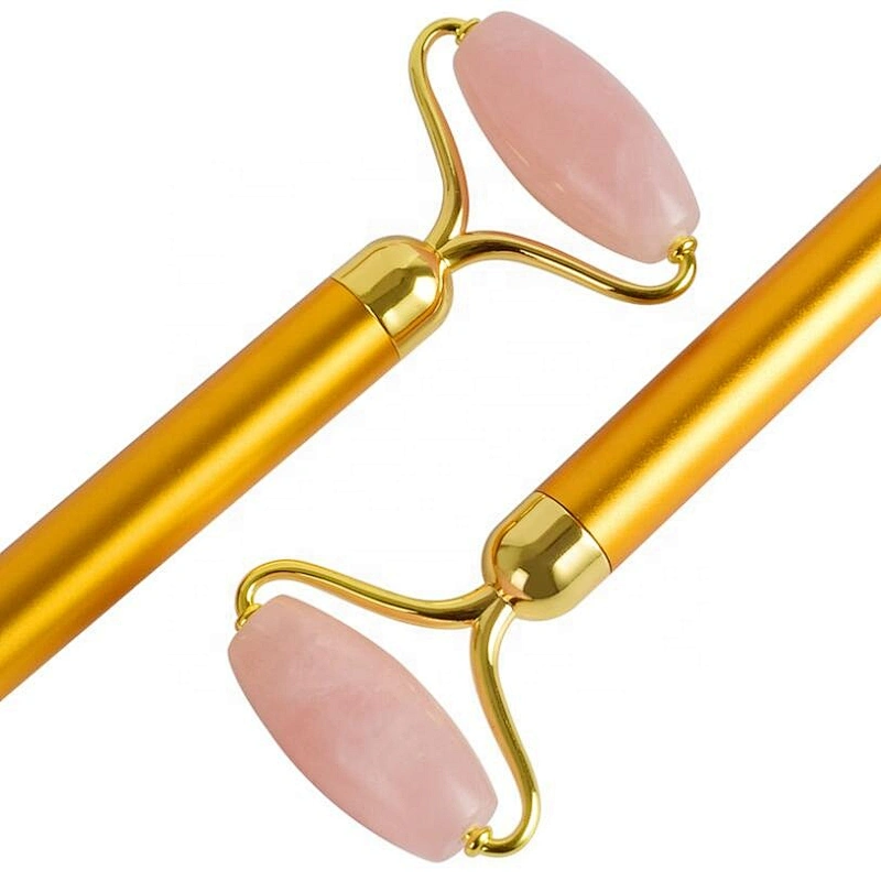 Mini Electric Battery Powered Metal Handle Quartz Jade Roller Facial Massager Stick