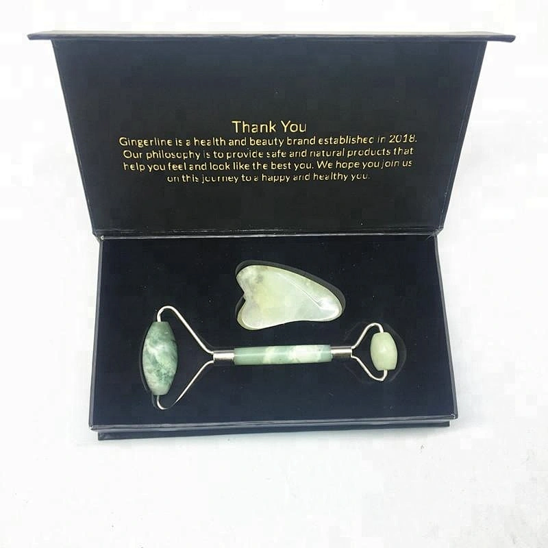 Amazon hot sale Sliver Welded Massager Royal Jade Roller ,Facial Face jade roller with box