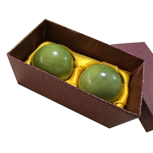 Xiuyu Jade Green Health Gift Natural Stone Massage Ball Meditation Exercise Stress Relief Handball Fitness Ball