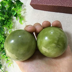 Xiuyu Jade Green Health Gift Natural Stone Massage Ball Meditation Exercise Stress Relief Handball Fitness Ball