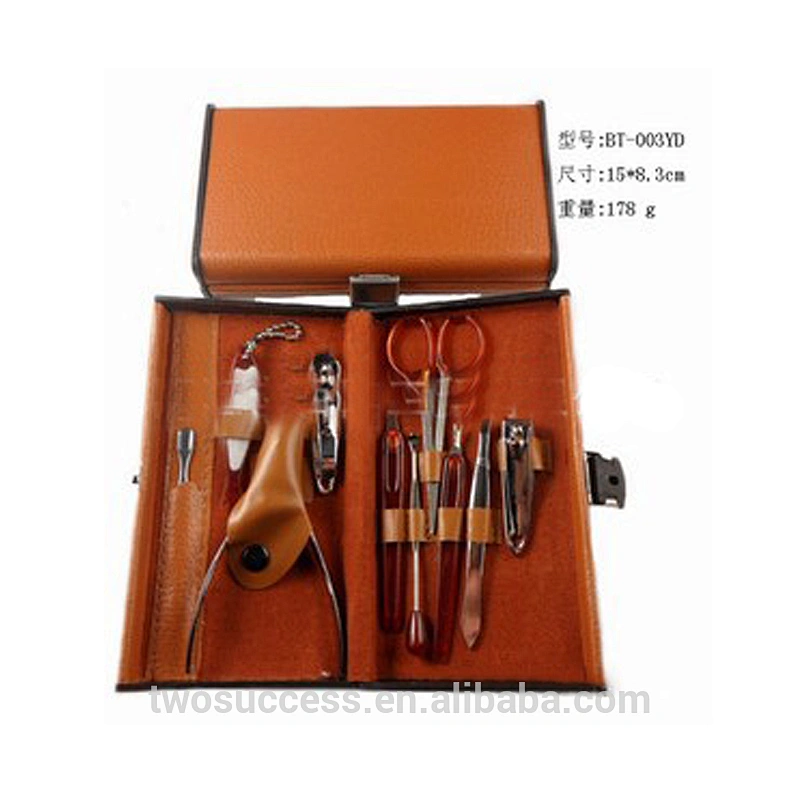 2017 Newest Leather 10 in 1 Nail Art kits Nail Clippers Pedicure Tools Kits 10pcs Stainless Steel Manicure Set