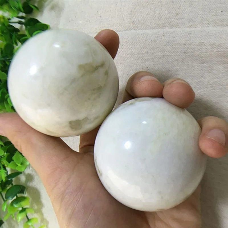 Xiuyu Jade Green Health Gift Natural Stone Massage Ball Meditation Exercise Stress Relief Handball Fitness Ball