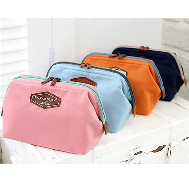 Wholesale OEM portable private label cotton canvas with zipper makeup travel pouch cosmetic bag