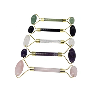 Hot Sale promotional gift beauty white double roller Jade Roller massager for massage Face Skin care