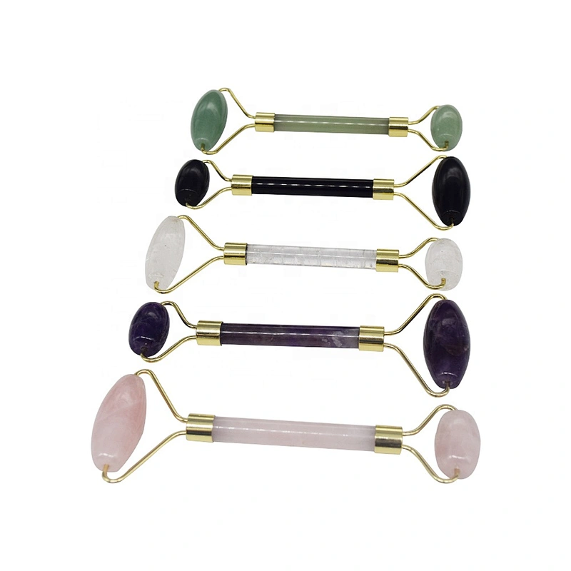 Hot Sale promotional gift beauty white double roller Jade Roller massager for massage Face Skin care