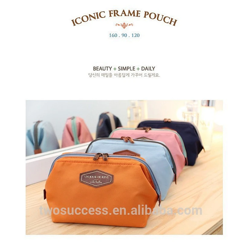 Custom cotton canvas zipper travel pouch cosmetic bag